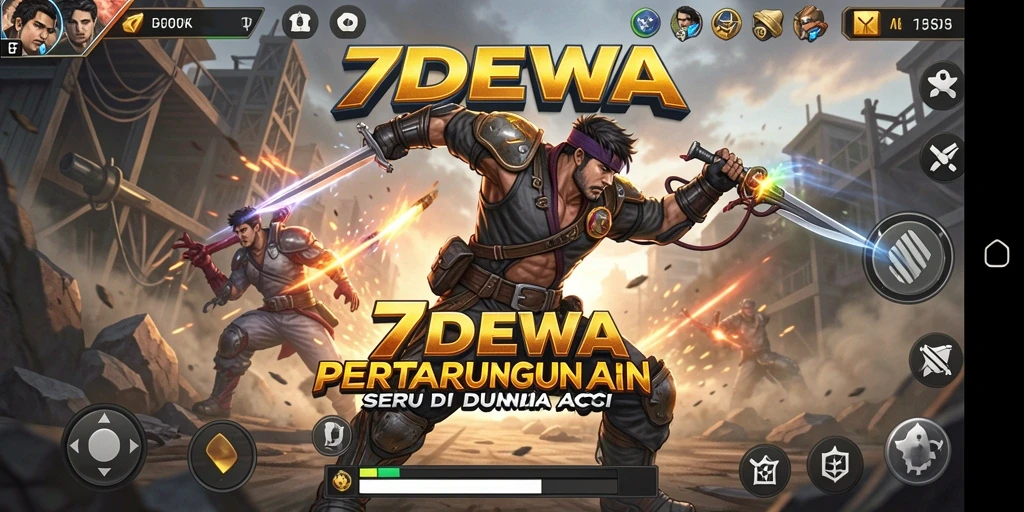 Tampilan gameplay seru dalam 7DEWA dengan pertarungan intens.