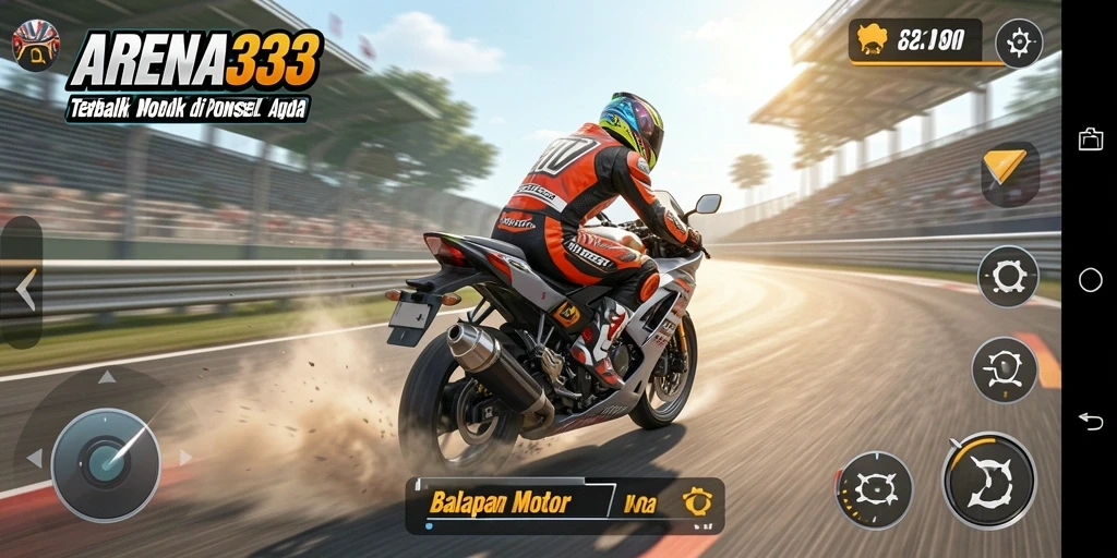 Tampilan gameplay seru dengan balap motor mendebarkan.
