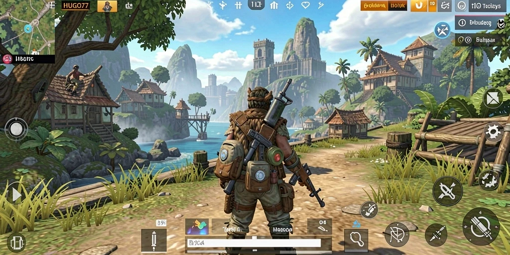 Tangkapan layar gameplay HUGO77 menampilkan petualangan eksplorasi dunia terbuka yang menakjubkan.