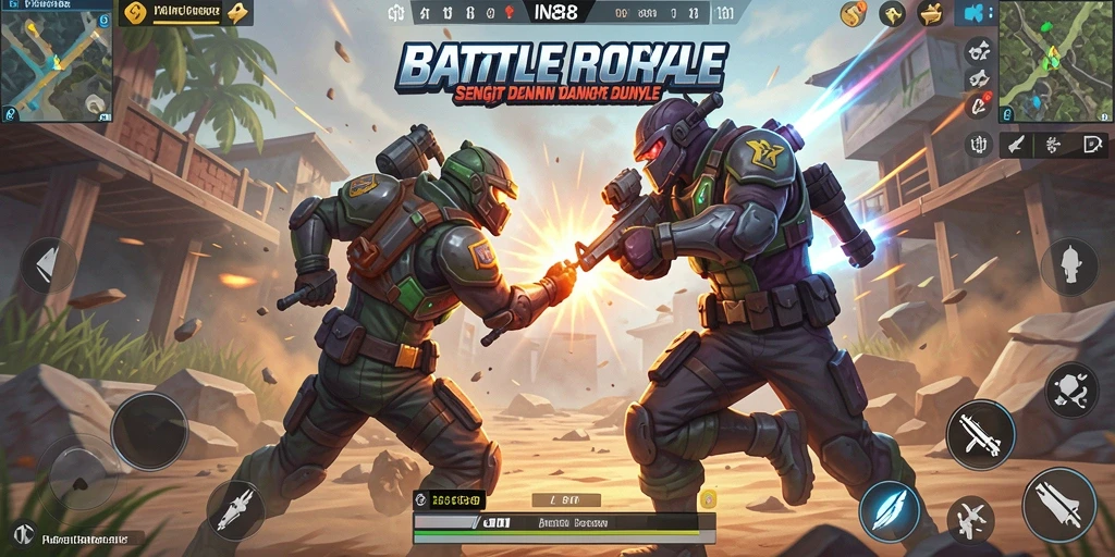 Tangkapan layar IN88 menunjukkan pertarungan epik dalam arena Battle Royale.