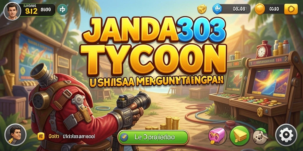 Screenshot JANDA303 menunjukkan gameplay menyenangkan dengan elemen tycoon yang menarik.