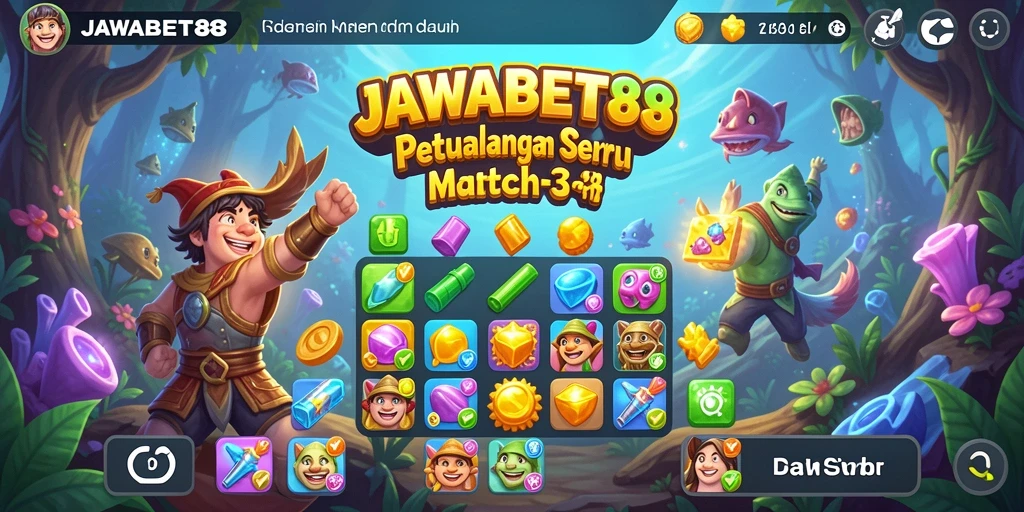 Screenshot gameplay JAWABET88 yang menampilkan level Match-3 yang menantang.