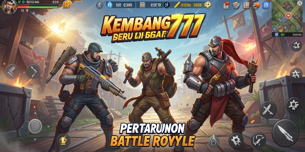 Tampilan aksi seru dalam gameplay KEMBANG777 Battle Royale.
