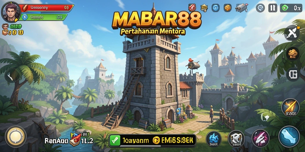 Tampilan dinamis dari gameplay Tower Defense di MABAR88.