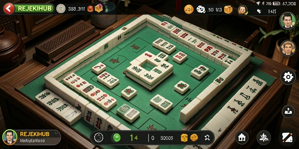 Gameplay menegangkan dalam permainan Mahjong REJEKIHUB.