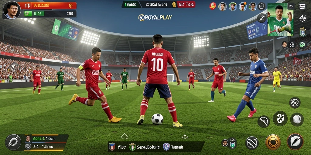 Tampilan gameplay menarik dari ROYALPLAY saat pertandingan sepak bola.