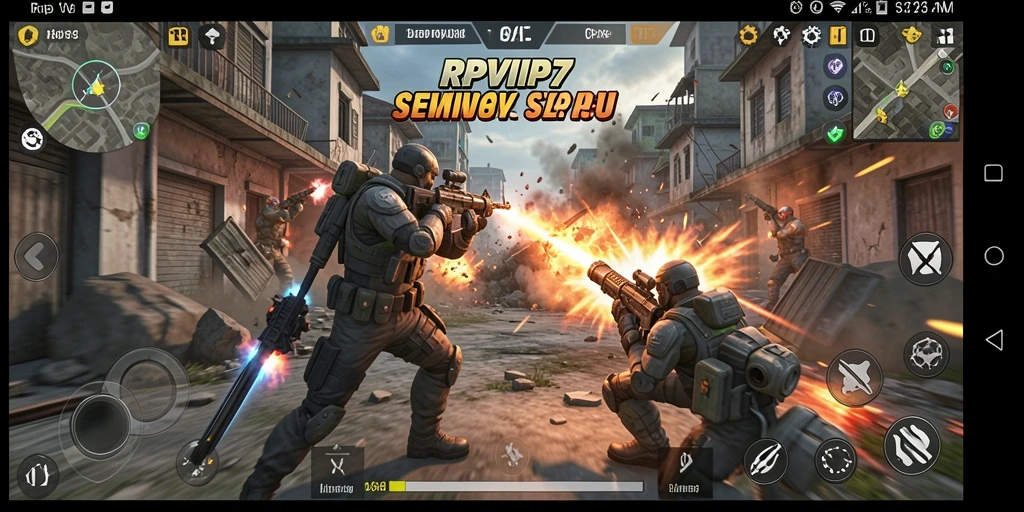Screenshot utama menampilkan aksi pertempuran mendebarkan dalam RPVIP7.
