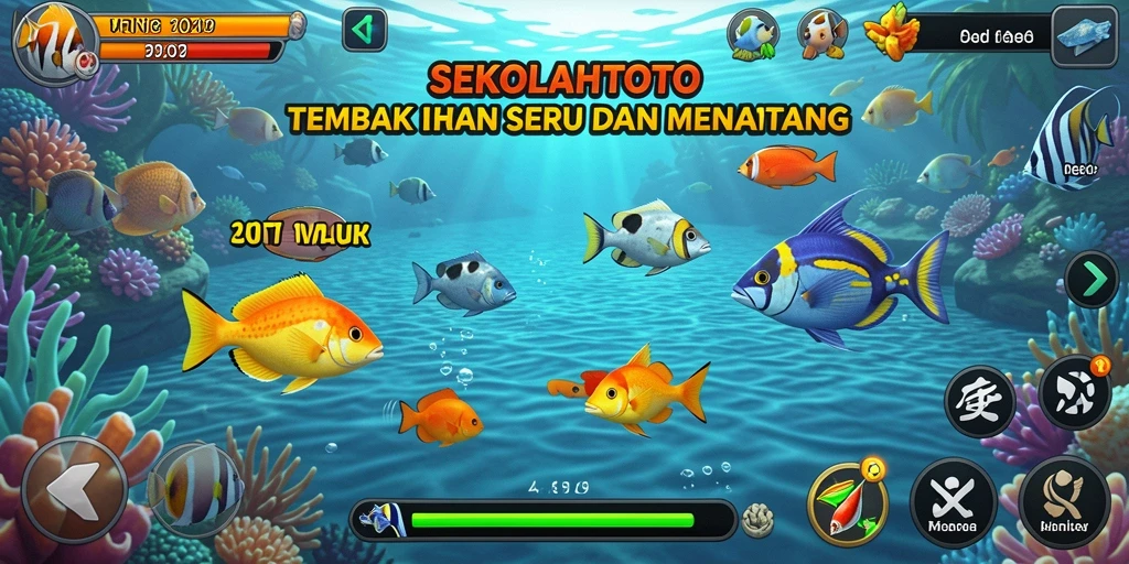 Tampilan gameplay seru Tembak Ikan di SEKOLAHTOTO.