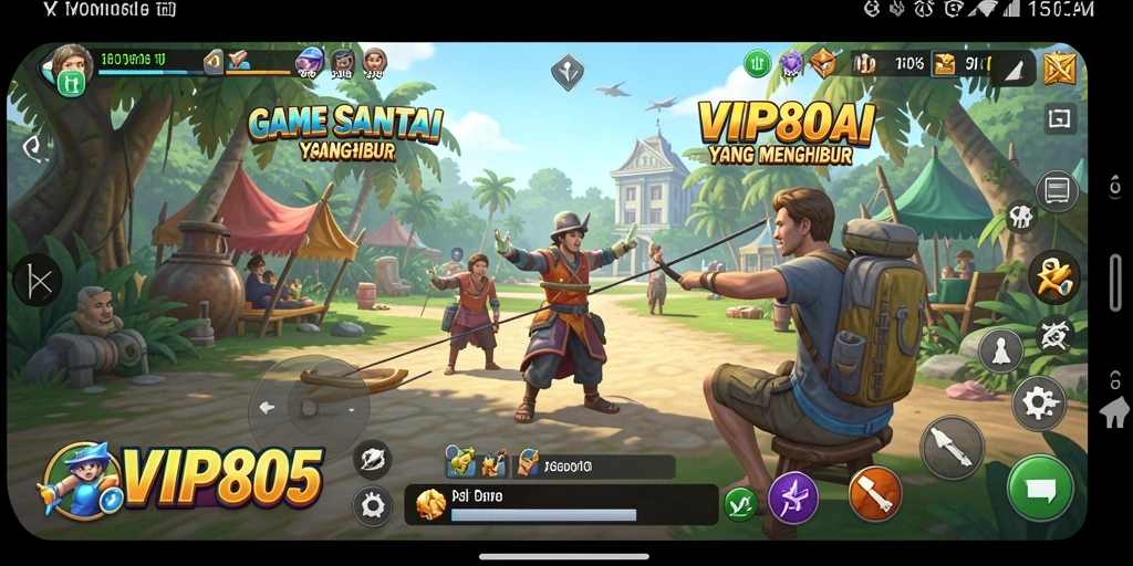 Tampilan gameplay dari VIP805 dengan suasana santai yang menawan.
