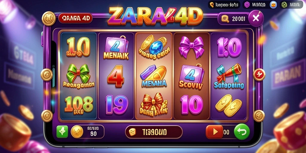 Tampilan gameplay menarik dari ZARA4D dengan gulungan Slot yang berputar.